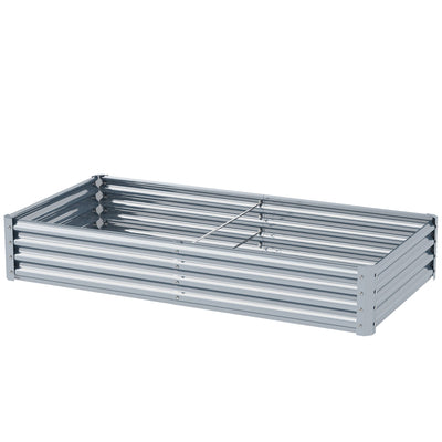 Outsunny 6 x 3 x 1ft Galvanized Raised Garden Bed, Reinforced Outdoor Planter Box with Open Bottom, Silver 