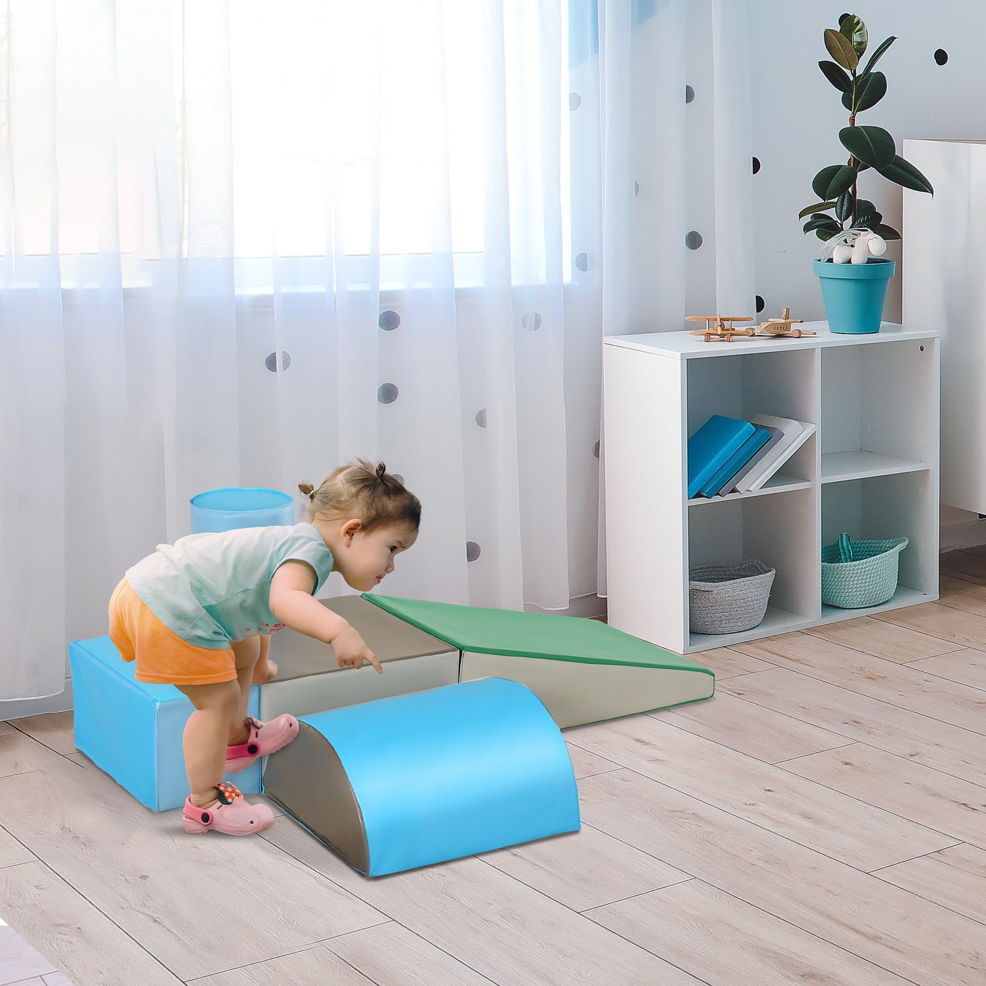 Soozier 5-Piece Soft Foam Climber: Toddler Stairs, Ramp, Safe Playset for Preschoolers 