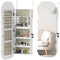 Jewelry Armoire Cabinet with Lights, Wall Mounted or Door Hanging Mirror Jewelry Cabinet with Full Length Mirror, White