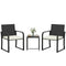Outdoor Bistro Set, 3 Piece Wicker Patio Furniture with Mesh Seat, Glass Table, Cushions for Porch, Balcony, Cream White