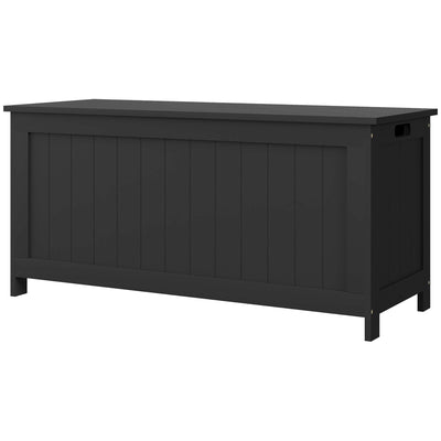 HOMCOM Modern Storage Chest Bench with Safety Hinges Entryway Toy Chest Black with Side Handles for Living Room Playroom 