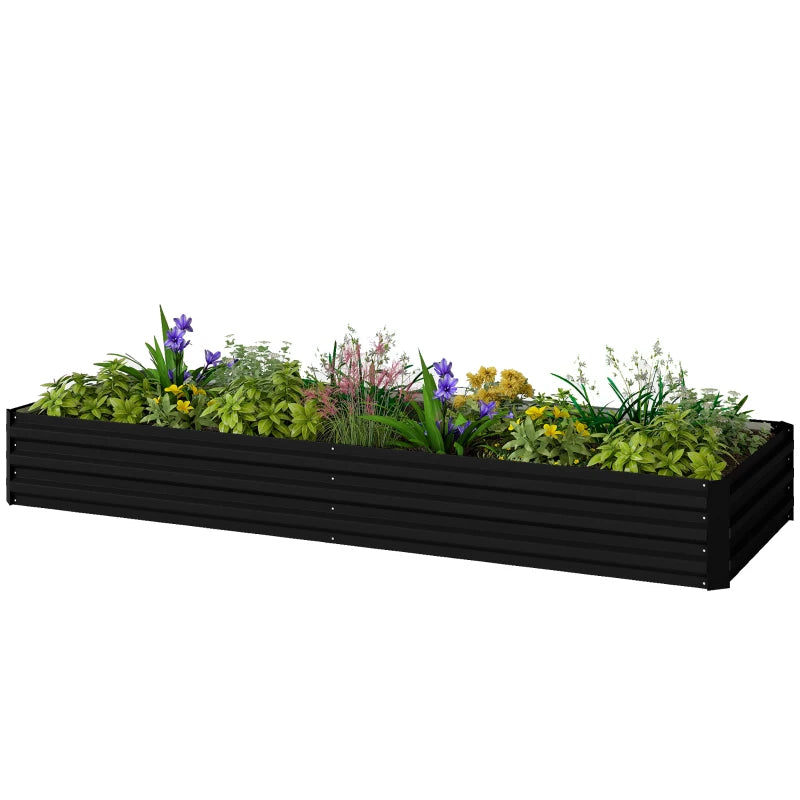 95" x 36" x 12" Galvanized Raised Garden Bed, Metal Elevated Planter Box for Growing Flowers, Herbs, Succulents, Black