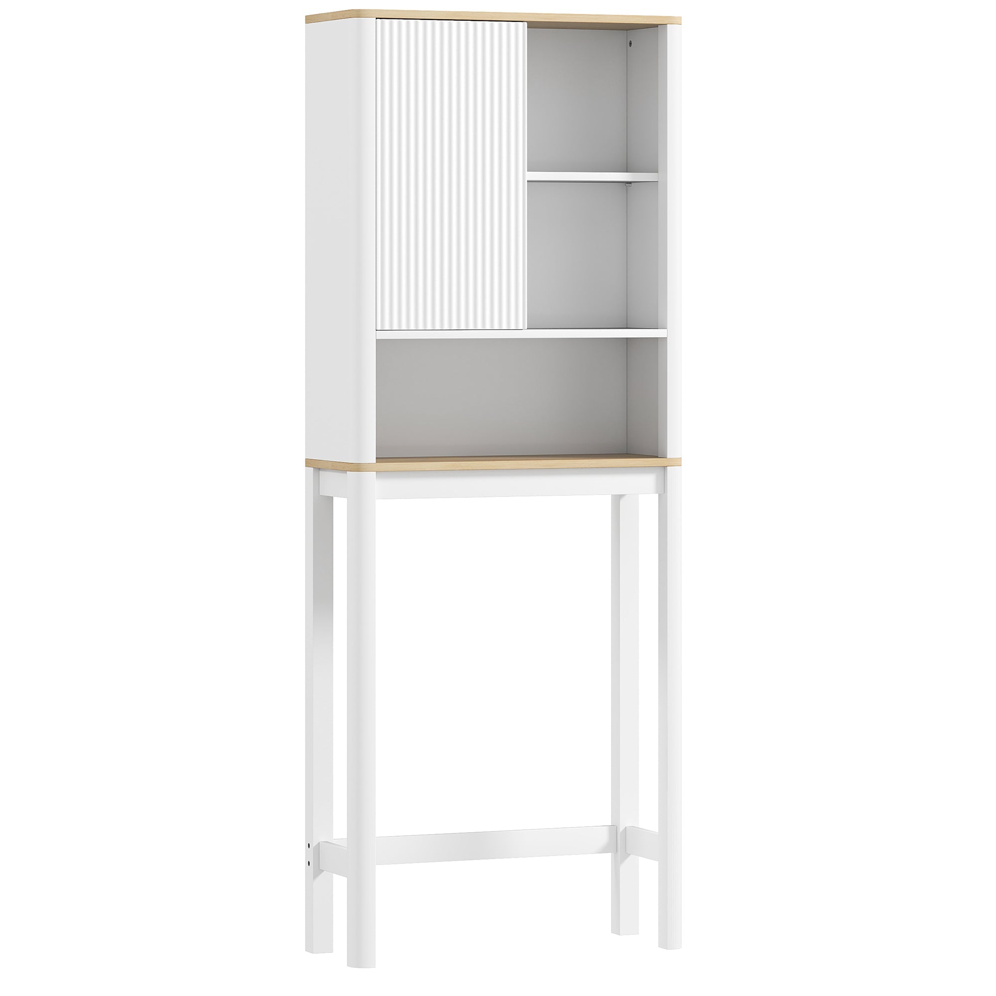 HOMCOM Over The Toilet Storage Cabinet, Bathroom Space Saver Cabinet with Adjustable Shelf, Bathroom Organizer, White 