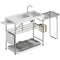 Fish Cleaning Table Folding Sink Portable Camping Sink with Side Shelf & Bottom Rack for Outdoor White