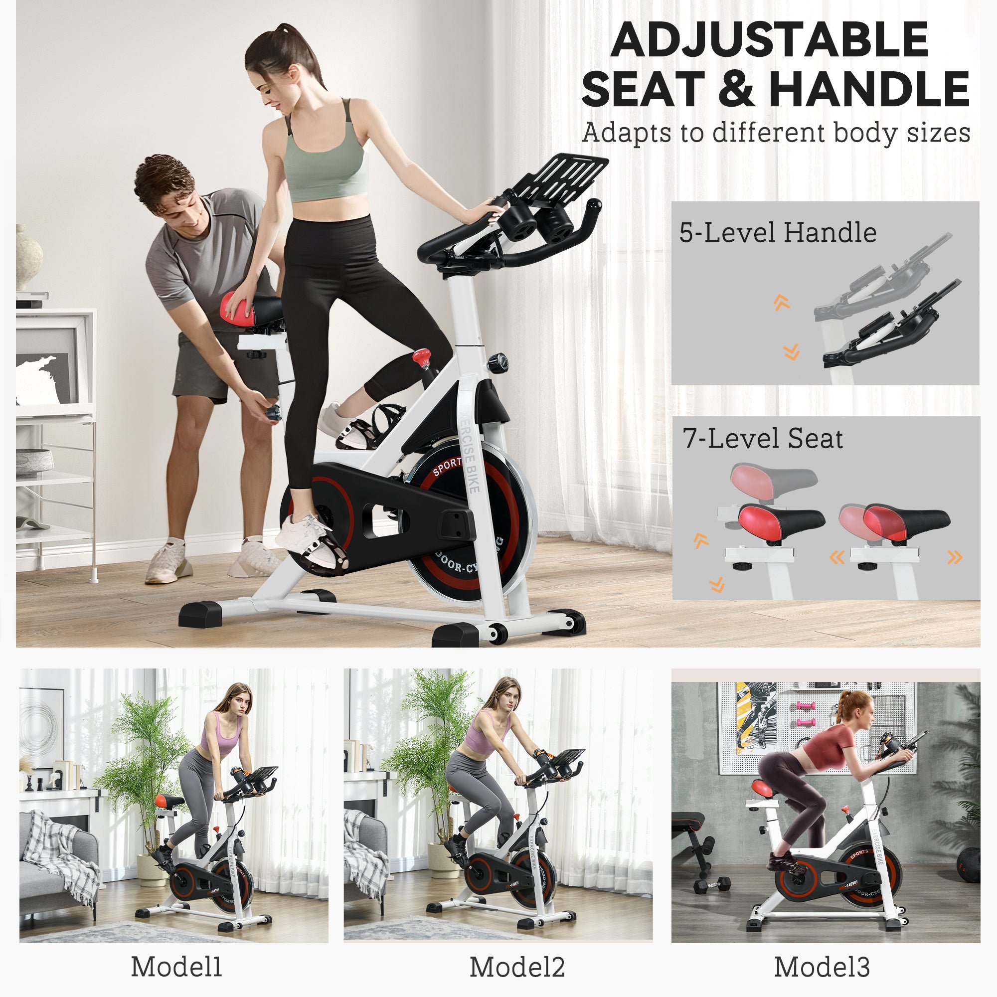 Soozier Adjustable Upright Exercise Bike Indoor Cycling Cardio Aerobic Training Workout Fitness Machine 