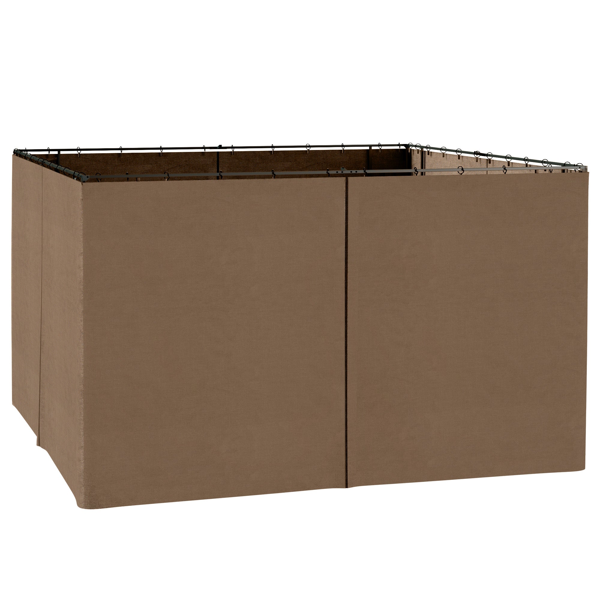 Outsunny Gazebo Curtain 10'x12' Sidewall Set 4 Panels with Hooks Brown for Outdoor Shelter 
