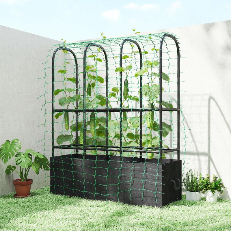 Raised Garden Bed with Trellis, Tomato Cage with 52.8 Gal Grow Bag, Garden Cucumber Trellis Plant Cage