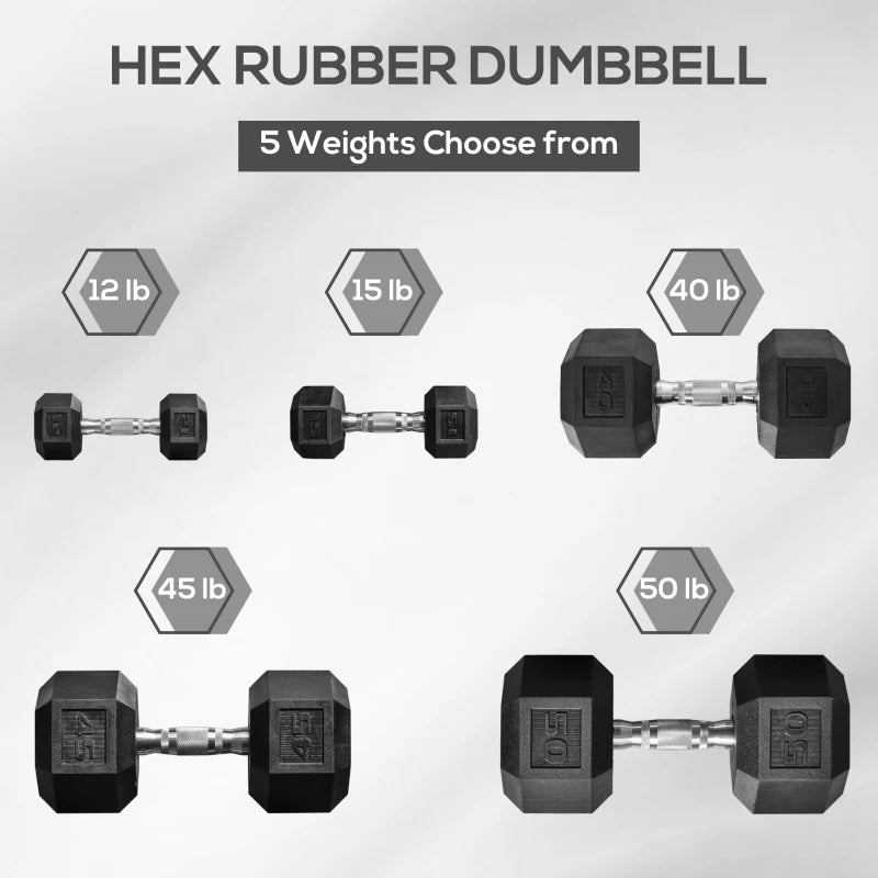 Soozier Rubber Dumbbells Weight Set, Total 30lbs Dumbbell Hand Weight for Body Fitness Training for Home Office Gym, 2 x 15lbs