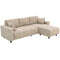Sectional Couch with Integrated Seat, 3 Seater L-Shaped Sofa with Changeable Chaise, Spring Cushion, 2 Pillows, Beige