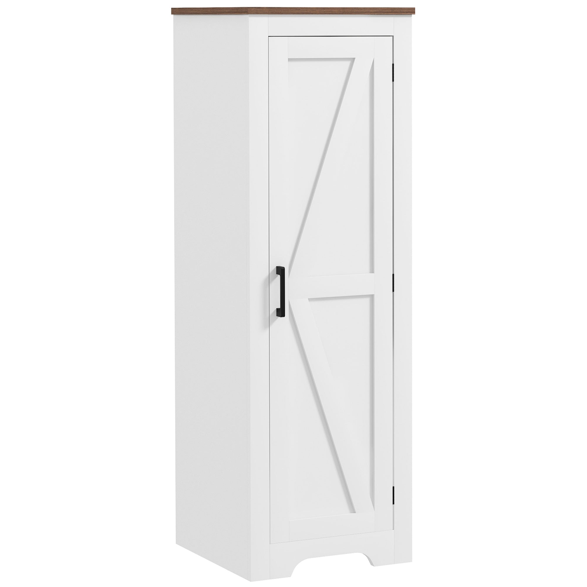 HOMCOM Farmhouse Style Accent Cabinet Adjustable Shelf Barn Door Storage White for Living Room Pantry 