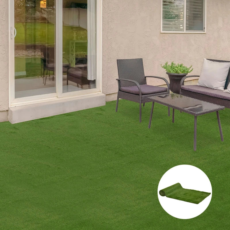 Artificial Grass 10' x 3' (30 Square Feet), Fake Grass Turf with UV Protection, Drain Holes for Rain, Green