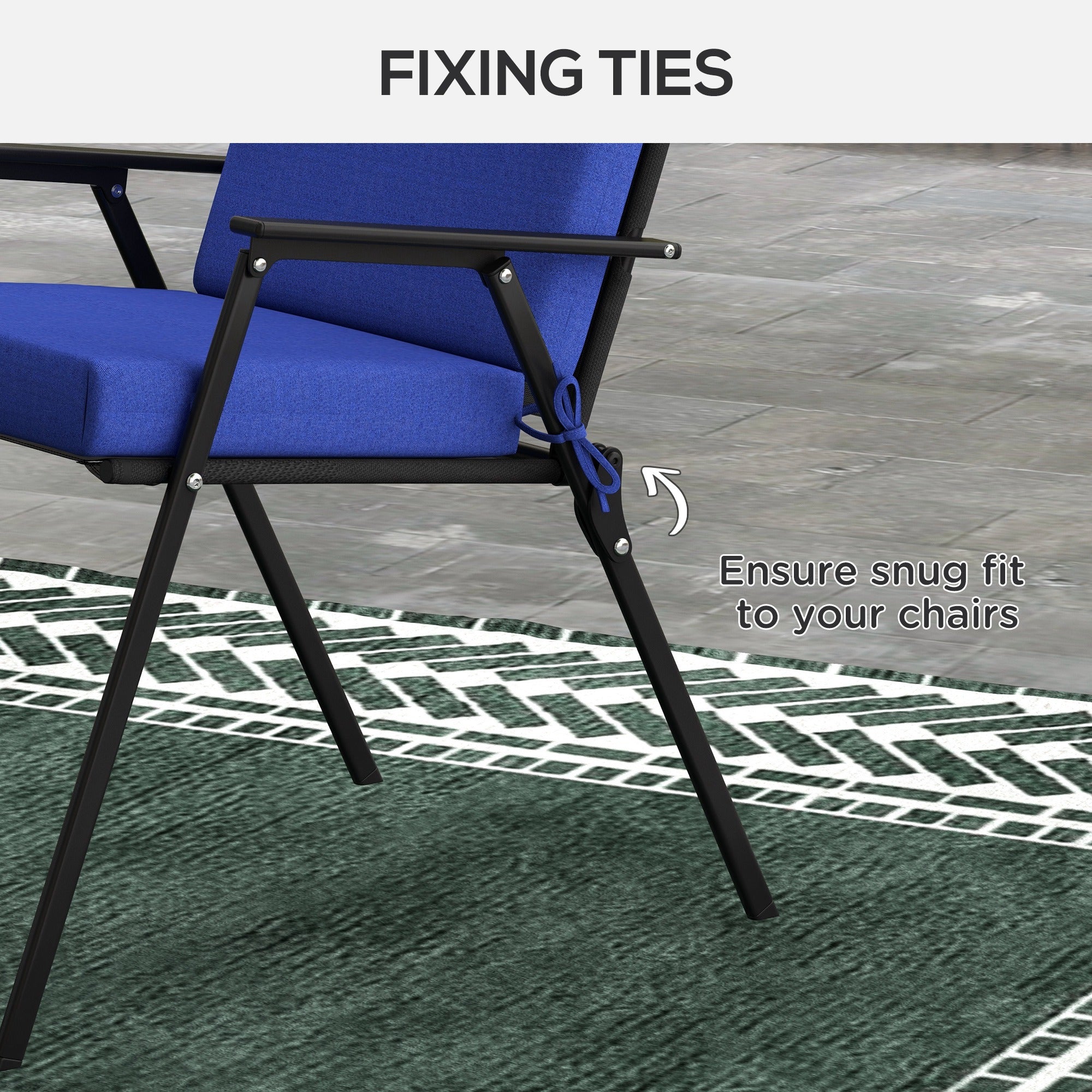 Outsunny 2-Pack Navy Dining Chair Cushions, Outdoor Seat Pads with Back, Fade-Resistant Polyester for Enhanced Comfort 
