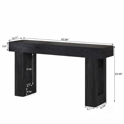 63-Inch Console Table, Farmhouse Wooden Sofa Table with Rustic Finish, Entryway Hallway Table