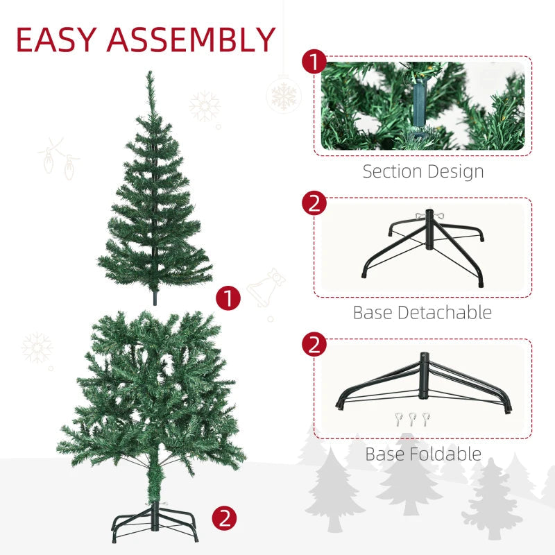 HOMCOM Green Artificial Christmas Tree with Ornaments, Holiday Xmas Decoration for Home, Office & Party 