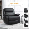 HOMCOM PU Leather Reclining Chair with Vibration Massage Recliner, Swivel Base, Rocking Function, Remote Control, Black