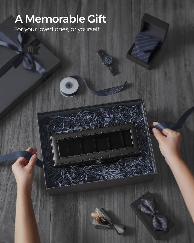 SONGMICS 6 & 12-Slot Watch Box with Large Glass Lid 