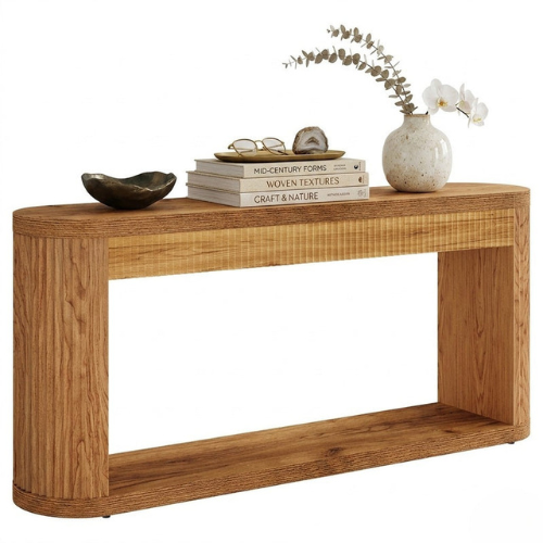 63-Inch Fluted Console Table, Modern Sofa Table for Entryway And Living Room