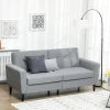 HOMCOM 3 Seater Sofa, Upholstered Couch for Bedroom, Modern Sofa Settee with Padded Cushion, Button Tufting and Wood Legs for Living Room, Grey 