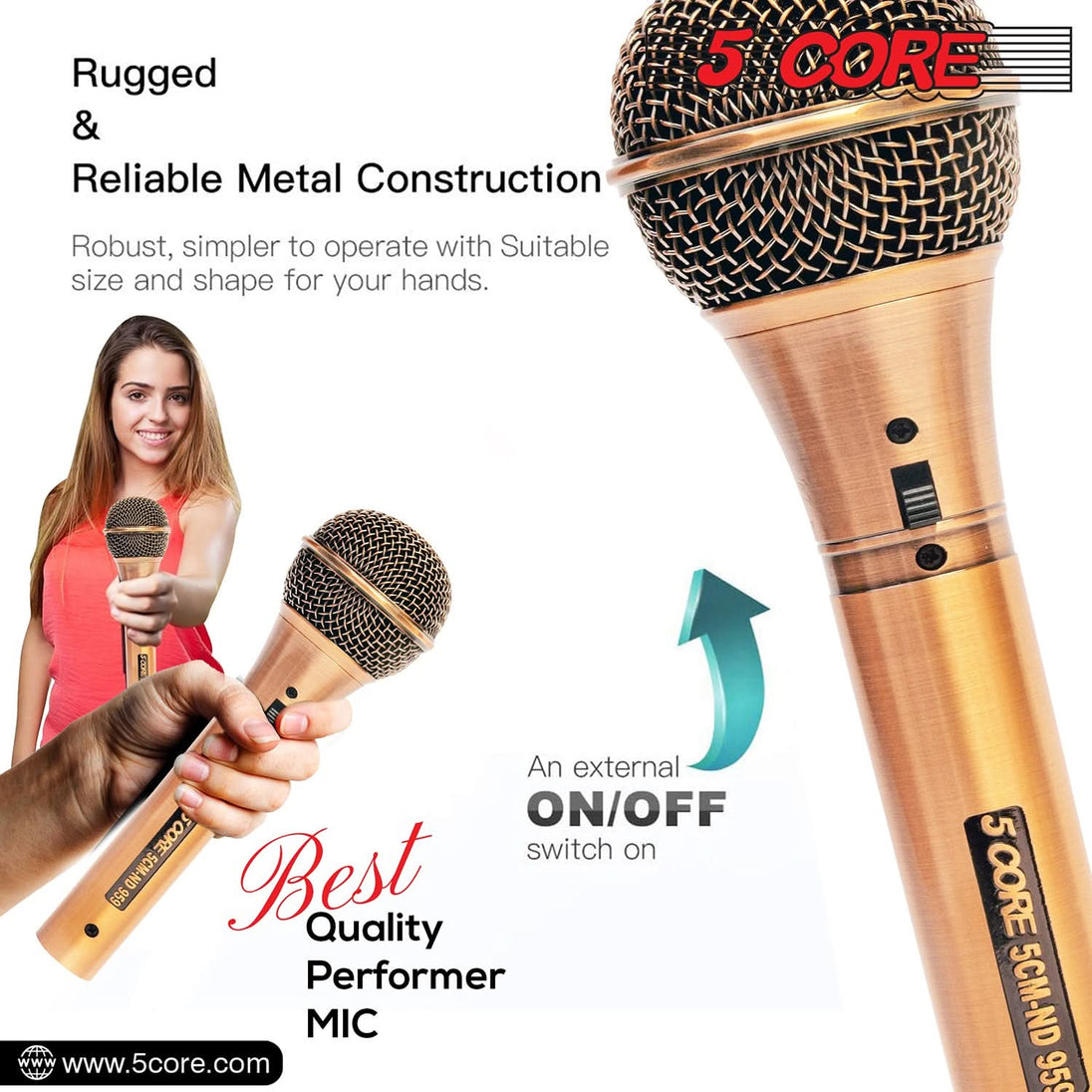 5Core XLR Microphone Dynamic Mic Karaoke Singing Studio Microfono Handheld Mics ND-959 Elantra