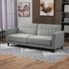 HOMCOM Pull Out Sofa Bed, Button Tufted Fabric Convertible Bed Couch with Adjustable Back, for Living Room, Grey