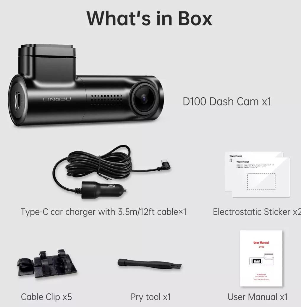 LINGDU D100 2.5K Dash Cam Front 