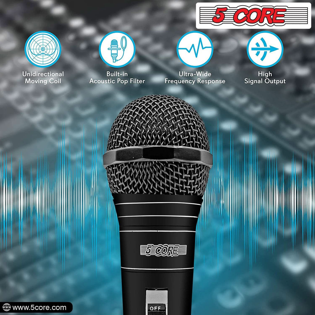 5Core Handheld XLR Dynamic Microphone – Best Professional Mic for Karaoke, Singing, and Studio Use