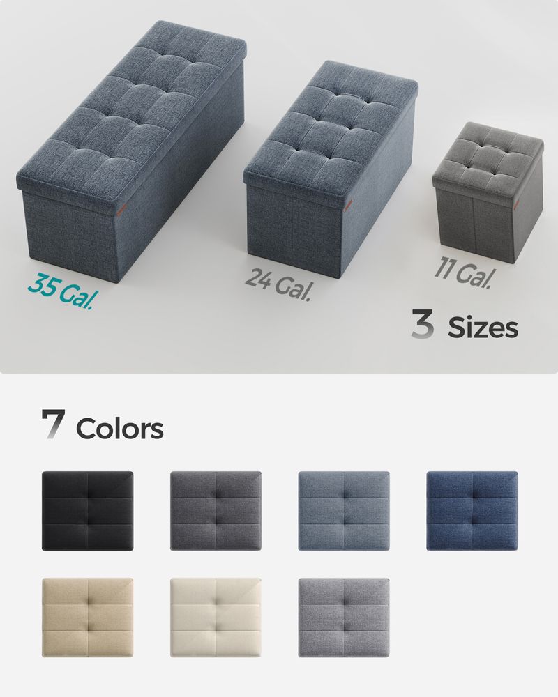 SONGMICS MAZIE Collection 43'' Folding Storage Ottoman Bench 