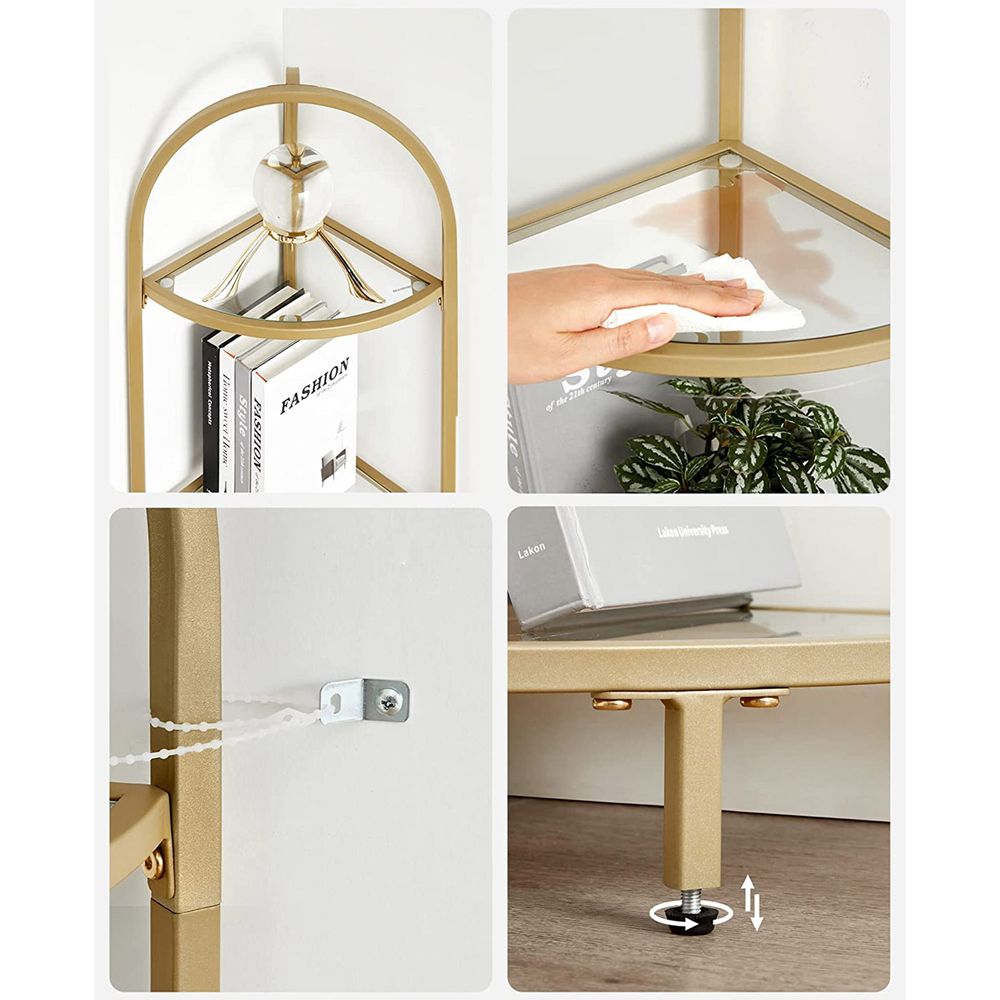 VASAGLE 5-Tier Glass Corner Storage Shelf 