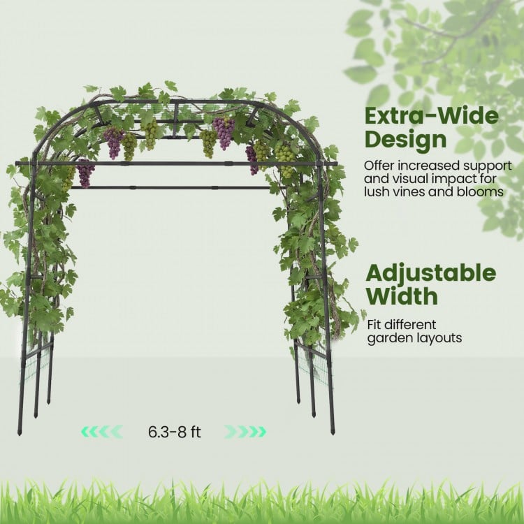 7.5 FT Tall Metal Garden Arch Trellis for Climbing Plants Outdoor-Black