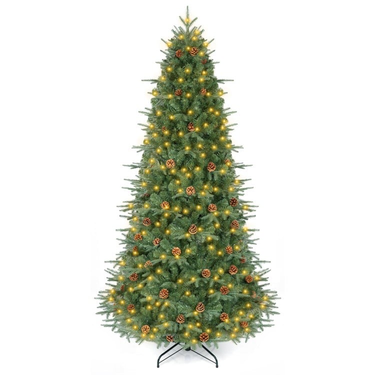 7.5 ft Artificial Christmas Tree with LED Lights and Pine Cones