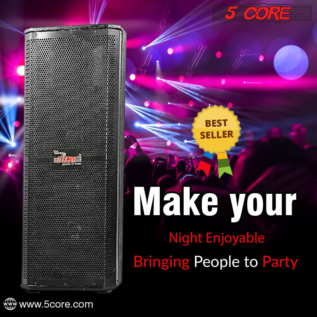 5Core Portable Cabinet PA DJ Speaker System 15 Inch 4000W Passive 3 Way Loudspeaker