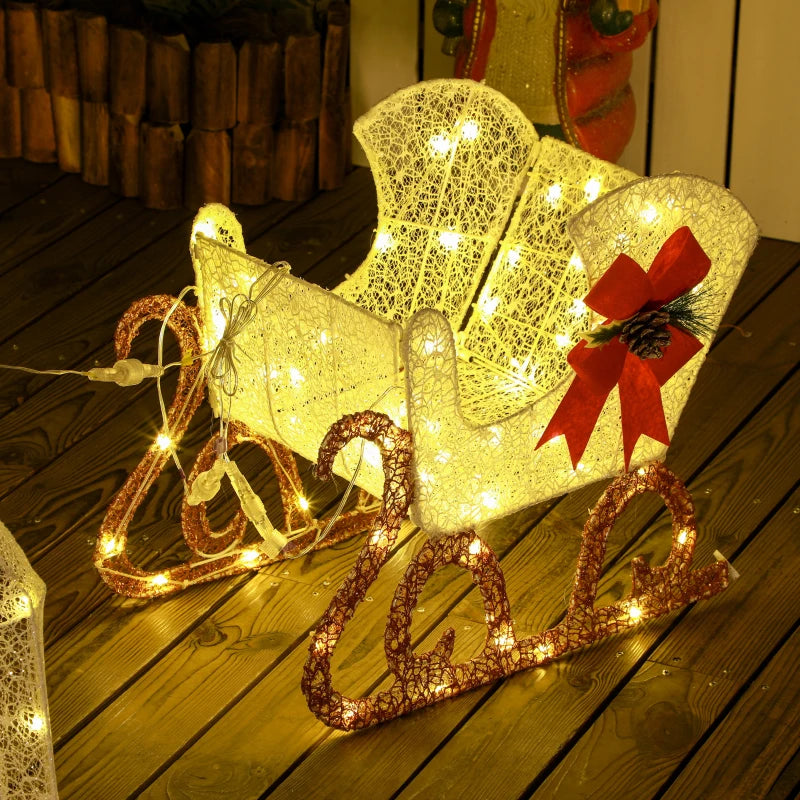 Outsunny Outdoor Lighted Christmas Reindeer Decoration with 170 LED Lights, White Holiday Yard Display 