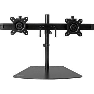 Dual Monitor Stand, Horizontal, For up to 24" (17.6lb/8kg) VESA Monitors, Black, Adjustable Monitor Stand, Steel & Aluminum