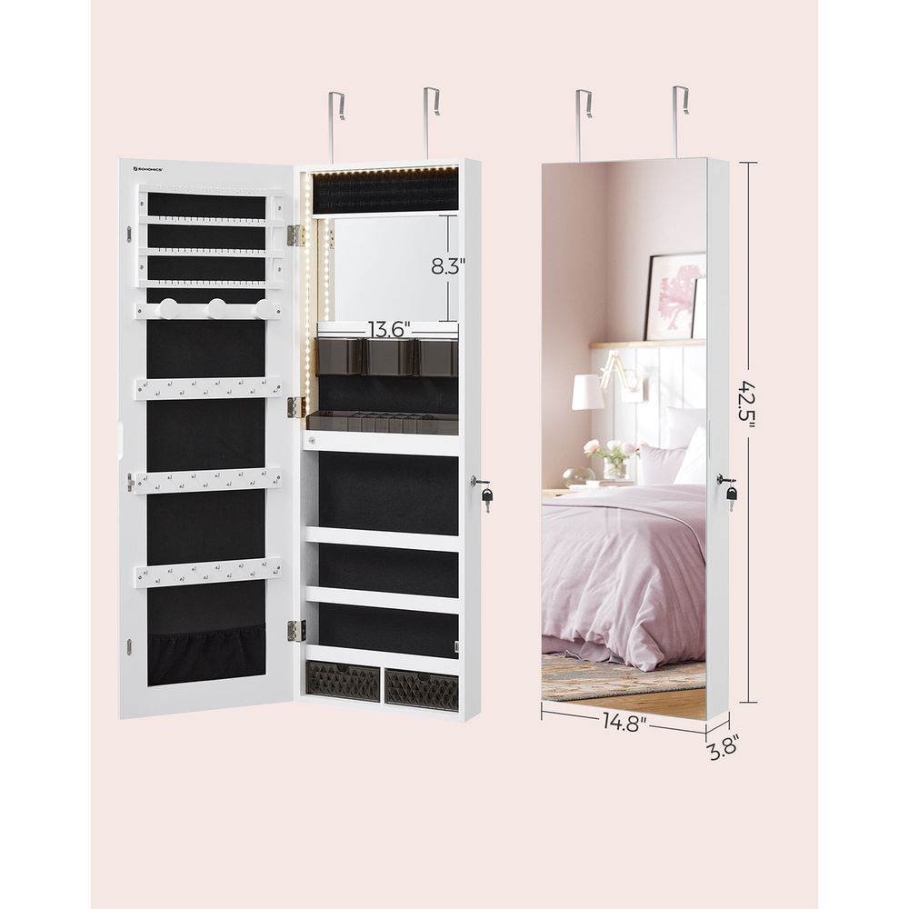SONGMICS Jewelry Armoire Organizer with LED Lights 
