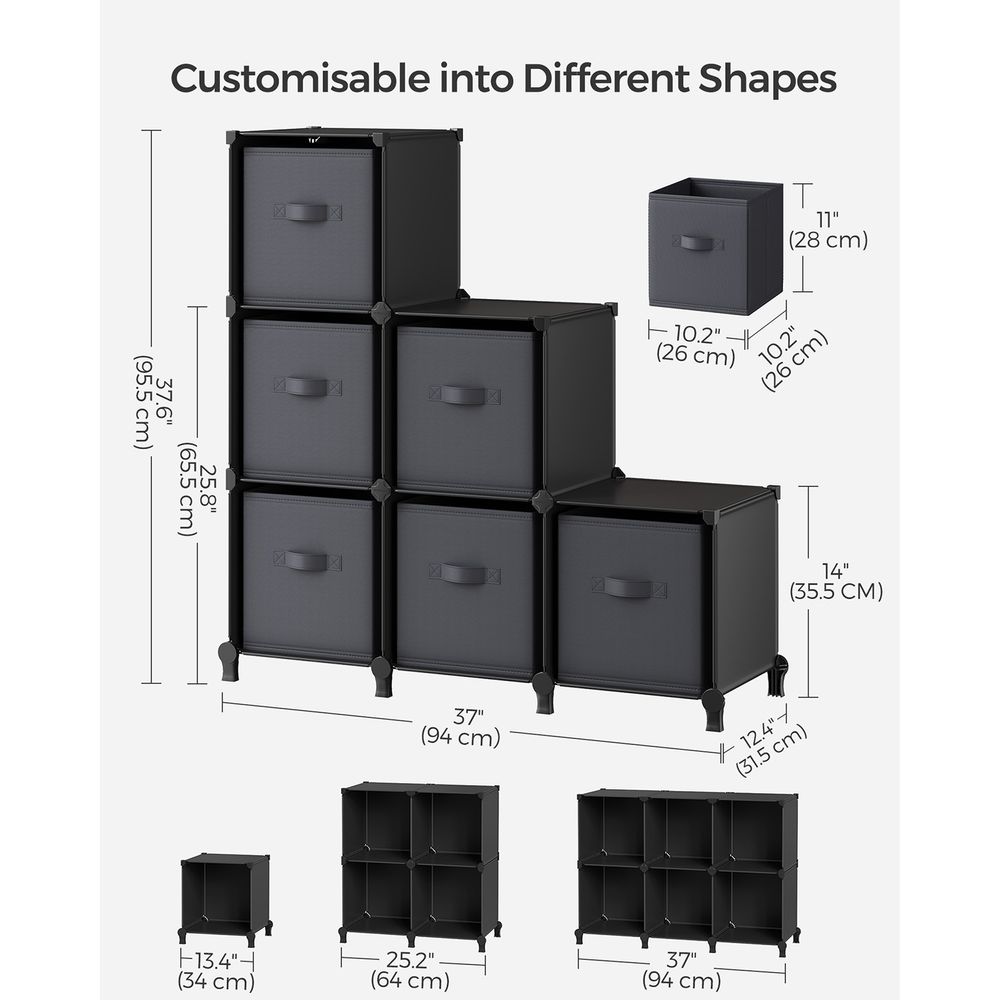 SONGMICS Cube Storage Organizer with Storage Boxes, Set of 6 