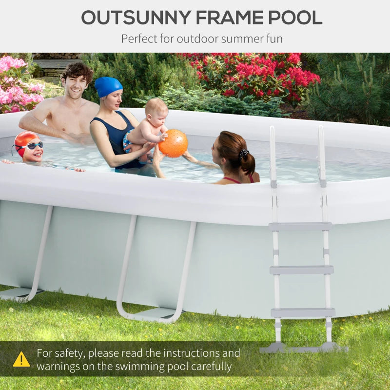 Outsunny 18' x 10' x 3.5' Above Ground Swimming Pool, Non-Inflatable Rectangular Steel Frame Pool with Filter Pump, Safety Ladder for 1-8 People, Grey