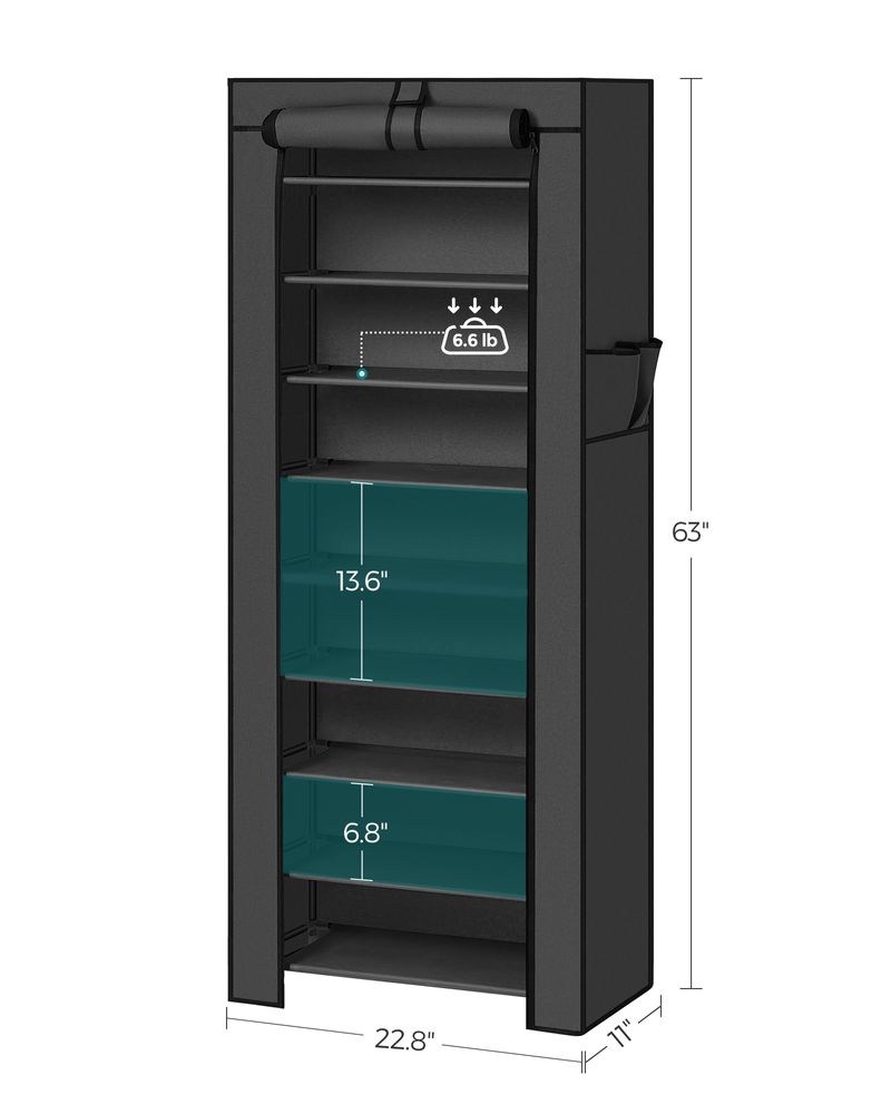 SONGMICS 9 Tier Shoe Rack with Nonwoven Fabric Cover 