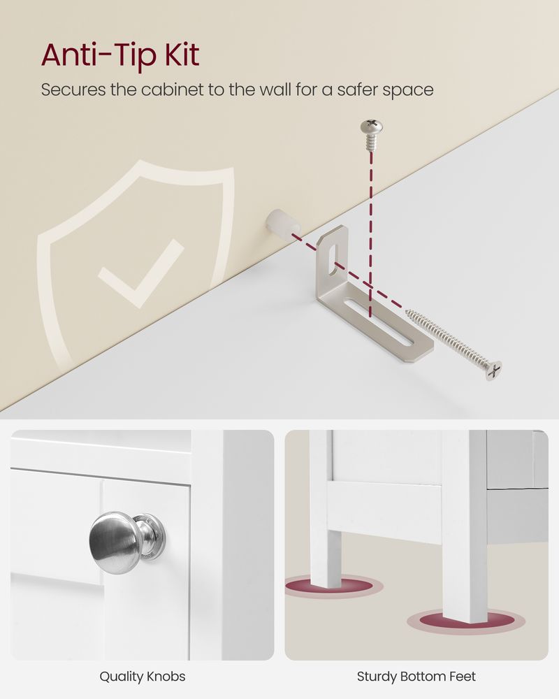 VASAGLE Tall Bathroom Cabinet with Lights 