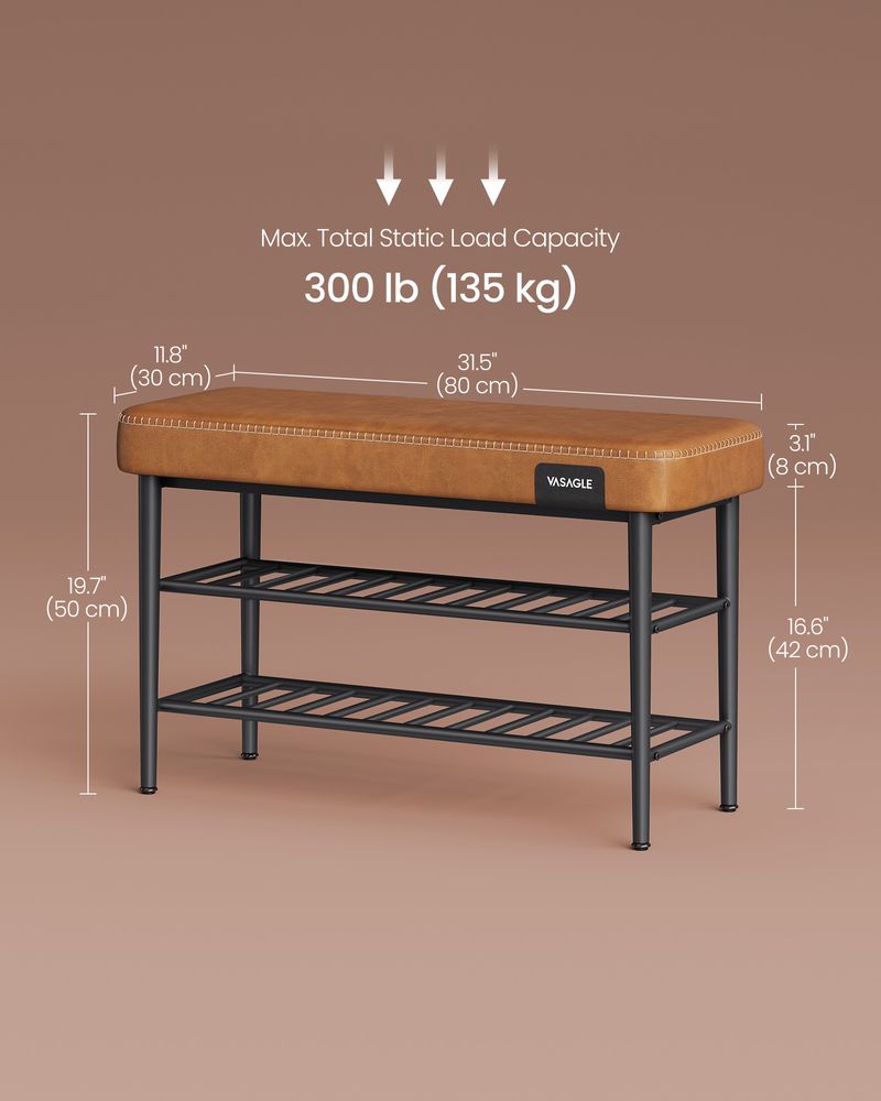VASAGLE EKHO Collection - Shoe Bench with Metal Shelves 