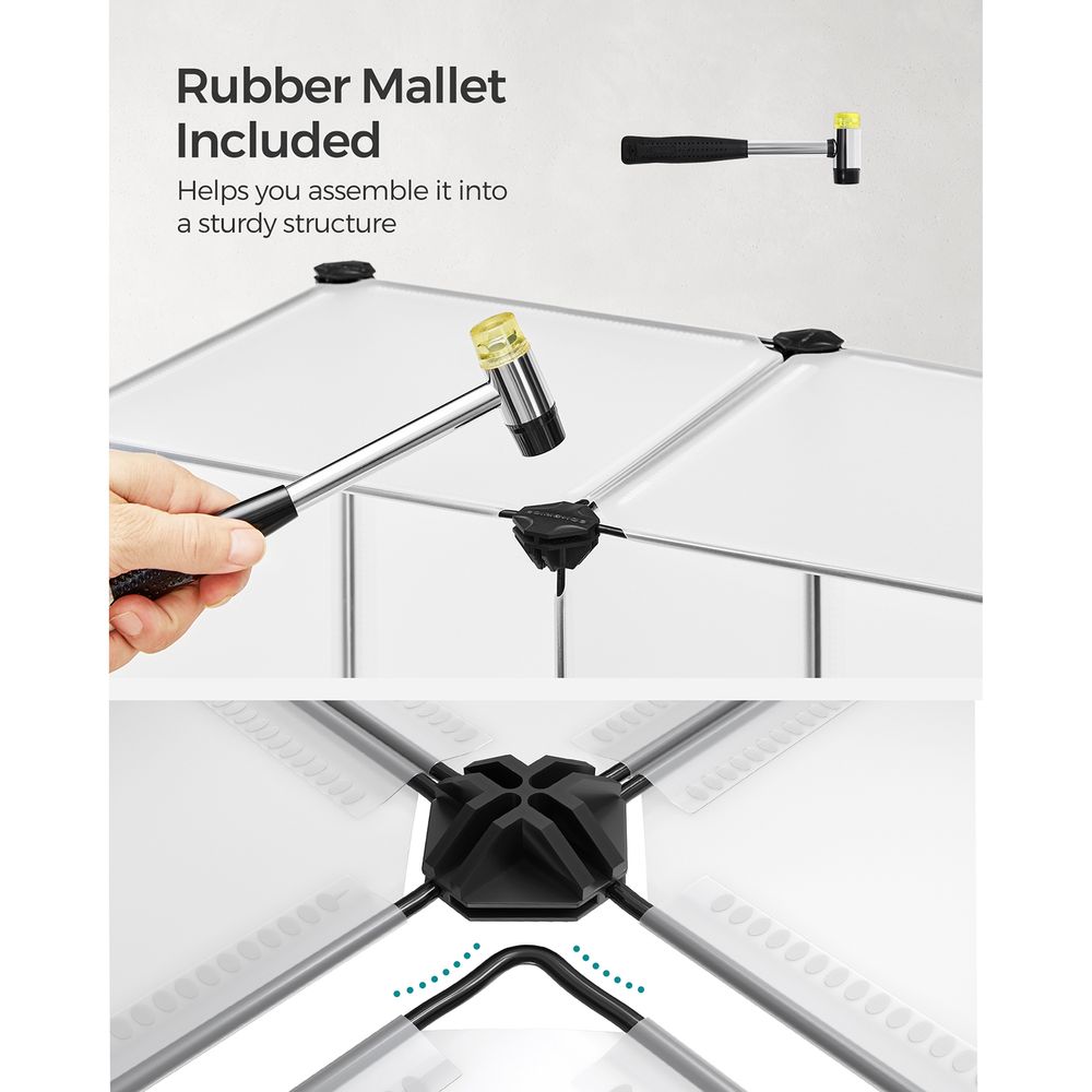 SONGMICS 6 Cube Storage Organizer with Feet and Rubber Mallet , White 