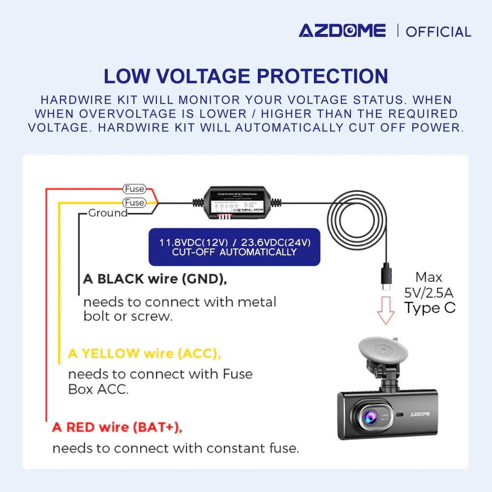 AZDOME HT03 C-Type Hardwire KIT 