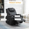 HOMCOM Massage Recliner Chair for Living Room with 8 Vibration Points, PU Leather Swivel Rocker Manual Reclining Chair with Cup Holders, Black