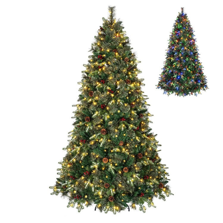 Pre-Lit Artificial Balsam Fir Christmas Tree with Dual-Color LED Lights & 9 Lighting Modes – 6 ft & 7 ft