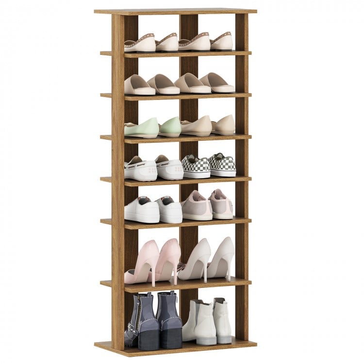 7 Tiers Patented Vertical Shoe Rack for Front Door-Natural