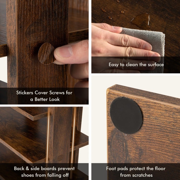 7 Tiers Vertical Shoe Rack for Front Door-Rustic Brown