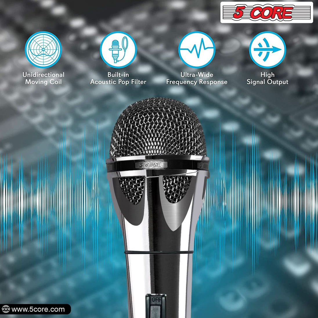 5Core XLR Microphone, Dynamic Microphone, Karaoke Mic, Singing Microphone, Studio Microphone.