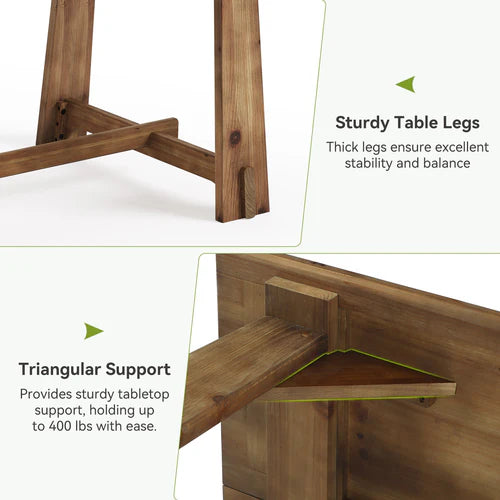 63" Solid Wood Office Desk Farmhouse Executive Computer Desk with Large Work Surface 1.18" Thick Tabletop for Home Office Rustic Natural