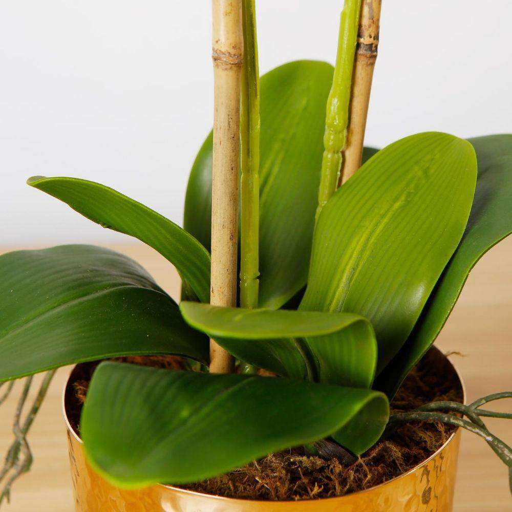 Gladiola Faux Potted Orchid Floral Arrangement 24 Inches 