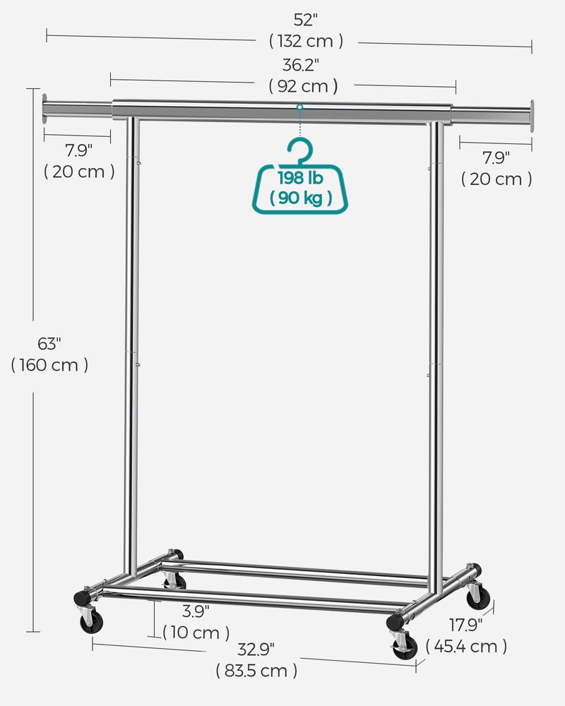 SONGMICS Clothes Rack with Extendable Hanging Rail 