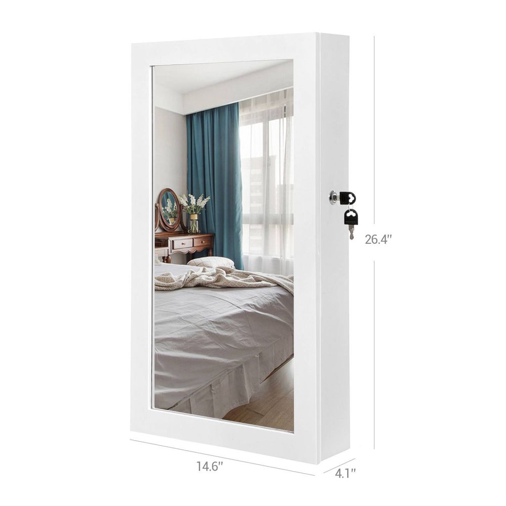 SONGMICS Lockable Jewelry Cabinet Armoire with Mirror 